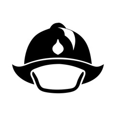 Firefighter's helmet black and white graphic, simple but symbolic representation