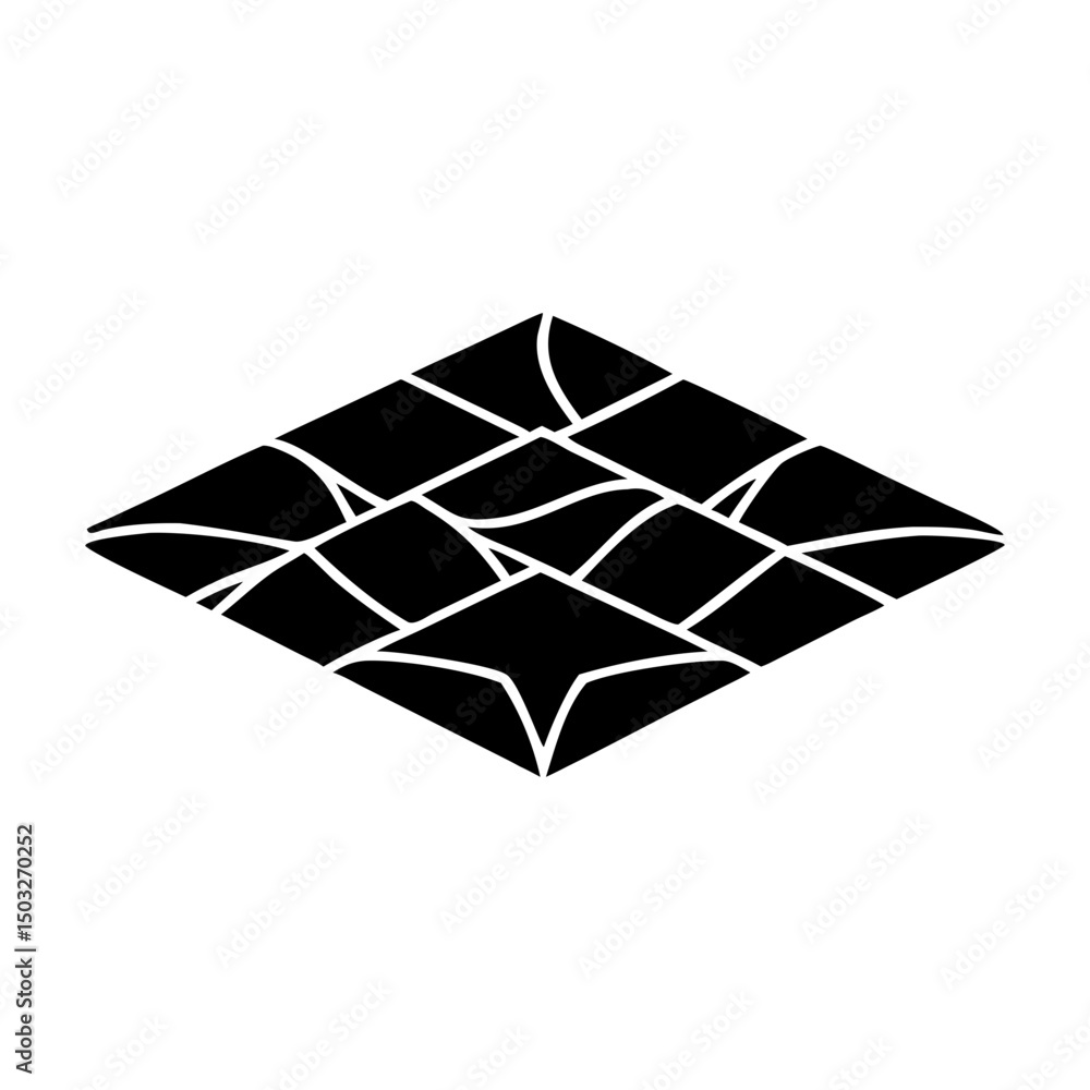 Poster abstract geometric pattern of connected shapes with perspective view, simple shapes