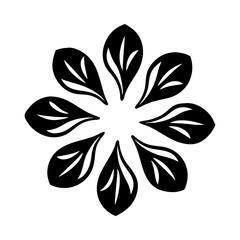 Fototapeta premium Elegant Floral Arrangement with Symmetrical Black Petals on a White Background