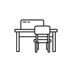 Classroom Desk and Chair Line Art Icon for Education and School Logos