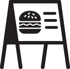 Silhouette vector EPS of a burger menu board, ideal for restaurant signage, fast food branding, and promotional menu displays.