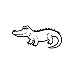 Vector illustration of cute Crocodile line art illustration