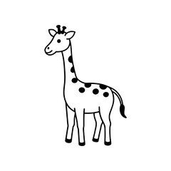Vector illustration of cute Giraffe line art illustration