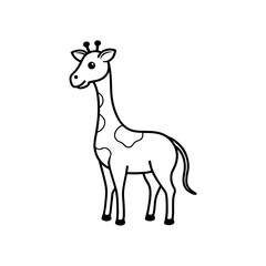 Vector illustration of cute Giraffe line art illustration