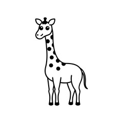 Vector illustration of cute Giraffe line art illustration