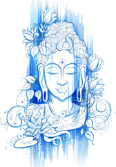 Lord Buddha in meditation for Buddhist festival of Happy Buddha Purnima Vesak