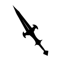 Elegant Black Sword with Intricate Hilt Design on a White Background