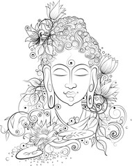 Lord Buddha in meditation for Buddhist festival of Happy Buddha Purnima Vesak