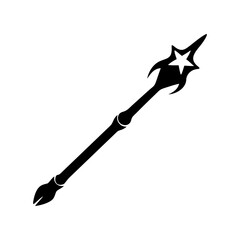 Stylized image of a magical staff topped with a prominent star emblem