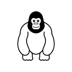 Vector illustration of cute Gorilla line art illustration
