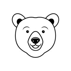 Vector illustration of cute Grizzly Bear head line art