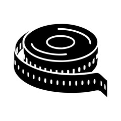 Stylized measuring tape image with circular design and measurement markings