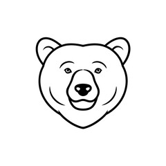 Vector illustration of cute Grizzly Bear head line art