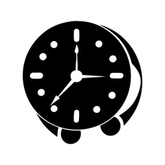Black and white illustration of an abstract bedside alarm clock graphic