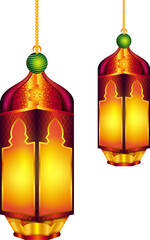 Ramadan Kareem (Generous Ramadan) greetings for Islam religious festival Eid with illuminated lamp