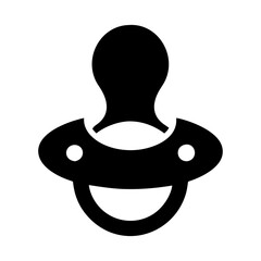 Black silhouette of a baby pacifier, representing comfort and care