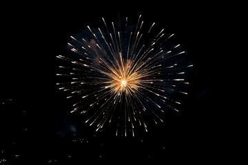 A Golden Fireworks Display Illuminates The Night Sky