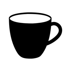 Simple black coffee mug silhouette for a warm beverage break illustration