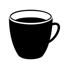 Stylized black and white coffee cup illustration with a clean design aesthetic