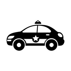 Simple black and white image of a police car illustration design