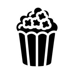 Black and White popcorn bucket with an overflowing amount of popcorn