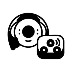 Retro Headphones and Cassette Player in Black and White Silhouette Art