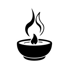 Elegant depiction of a stylized oil lamp with a bright flickering flame