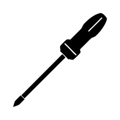 Black and white graphic rendering of a flathead screwdriver isolated on white