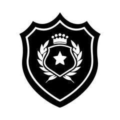 Elegant heraldic shield emblem with crown star and laurel branches design