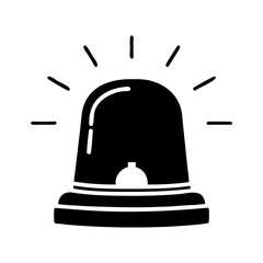 Emergency Siren Light Illustration in Black and White with Rays