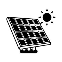 Black and White Solar Panel Icon Powering the Future with Sunlight
