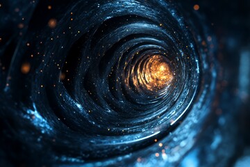 Abstract swirling tunnel of blue and orange light