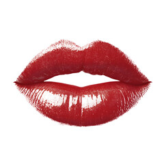 Beautiful red lips isolated on transparent background. red lipstick kiss . lips with lipstick mark on a white background.