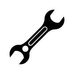 Black and white wrench illustration for mechanical repair work and tightening