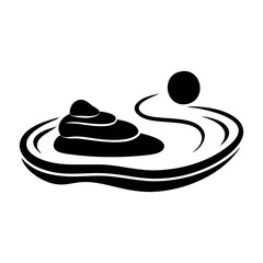 Humorous depiction of nature and organic waste with minimalist black shapes