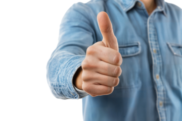 Hand gesturing thumbs up, hand sign agreement