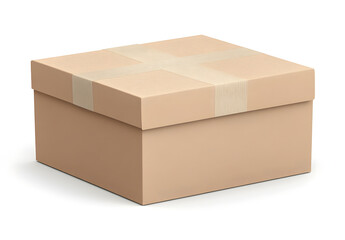 Caja de cartón cerrada para embalaje y envío sobre fondo blanco