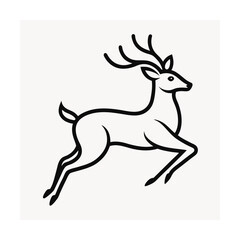 Elegant black and white jumping deer illustration for logo design and modern branding