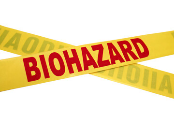 BIOHAZARD warning yellow tape, isolated png transparent background