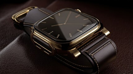 Luxurious gold-toned watch with brown leather strap