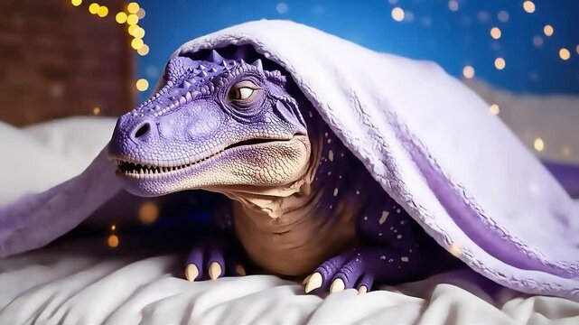 Adorable Purple Dinosaur at Night