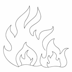 Flames or fire simple and minimal line art illustration on white background