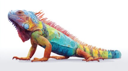 Obraz premium Vibrant multicolored iguana, detailed illustration