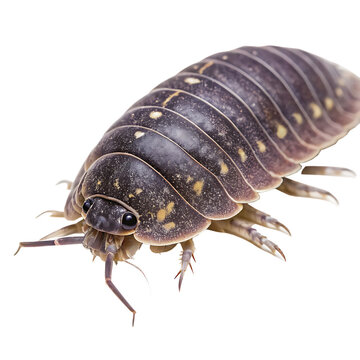 Large giant isopod resembling an enormous woodlouse isolated on a transparent background