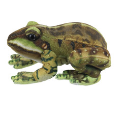 Cute stuffed frog animal toy brown and green plush with detailed textures