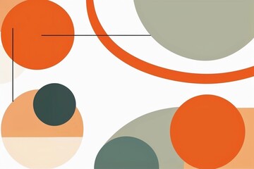 Abstract composition with overlapping circles and arcs in warm and earthy tones, intersected by fine black lines.