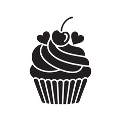 chocolate cupcake with cherry vector