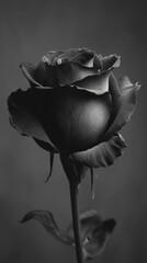 Elegant black and white rose bloom with delicate petals and graceful stem