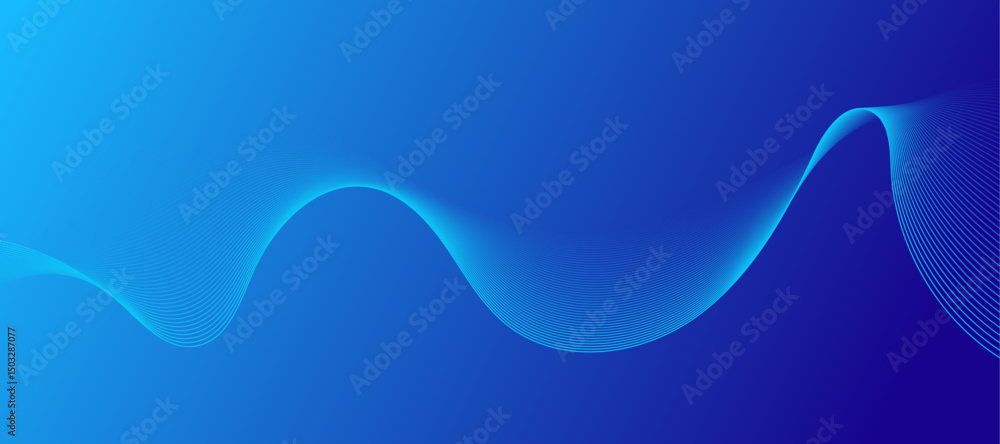Aufkleber abstract glowing wave lines on dark blue background. dynamic wave pattern. modern flowing wavy lines