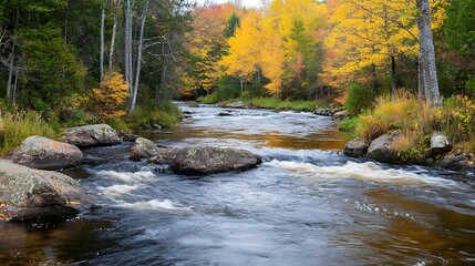 Symphony of Still Waters Through Autumn&rsquo;s Golden Embrace







